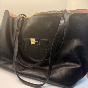 Salvatore Ferragamo Black Leather Tote